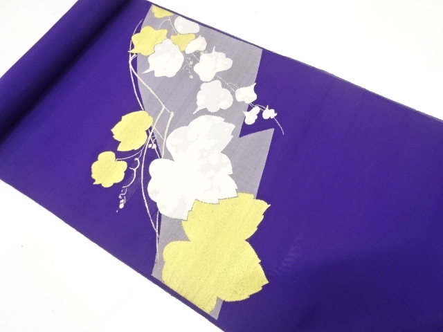 アンティーク　紗　蔦の葉模様織り出し　名古屋帯地反物